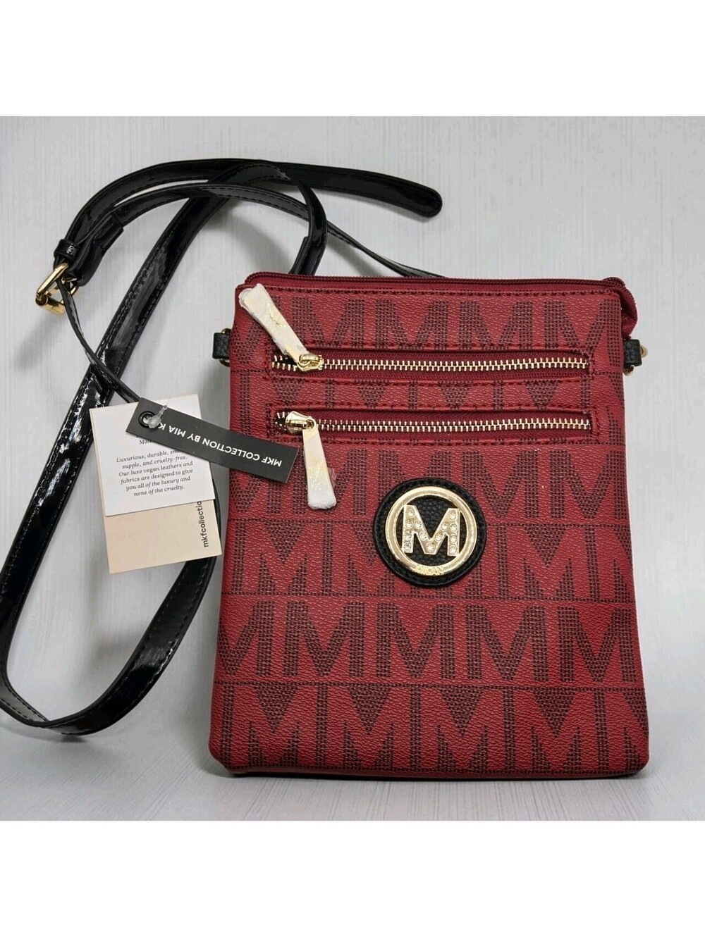 NWT MKF Collection by Mia K Beatrice Crossbody Bag M Signature Purse Burgundy